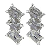 Sterling Silver Cz Trio Earrings