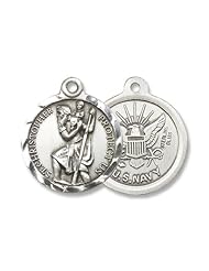 Sterling Silver St. Christopher Pendant Stainless Silver Heavy Curb Chain