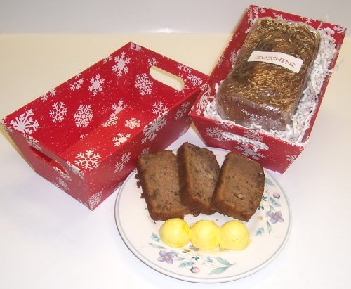 Scott's Cakes Zucchini Bread in a Red Snowflake Tray by Scott's Cakes