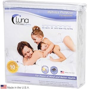 Luna Premium Hypoallergenic Waterproof Mattress Protector - California King Size - Made In The USA