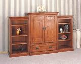 Oak Finish Solid Hardwoods Entertainment Center w/Pocket door (Up to 36TV)