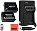 Pack of 2 DMW-BLC12 Batteries and Battery Charger for Panasonic Lumix DMC-GH2 DMC-G5 DMC-FZ200 + LCD Screen Protectors + Cleaning Cloth