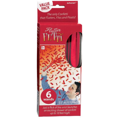 Flutter Fetti Wands Pack Red Sports Fan School Spirit Party Favor New Years 6 Pk
