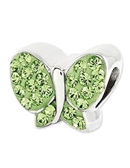 Sterling Silver Reflections Green Swarovski Butterfly Bead