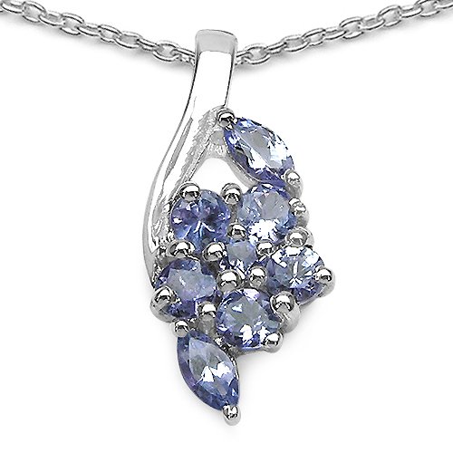 SchmuckMart 0.91ct. Tansanit Anhänger Collier 925 Silber Rhodiniert 45cm