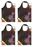 Reusable Shopping Tote, Foldable Strawberry, 4 Bag Set (Brown) Reusable Shopping Tote, Foldable Strawberry, 4 Bag Set (Brown)