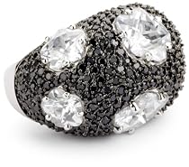 CZ by Kenneth Jay Lane "Trend CZ" Rhodium Plated Pave Ring, Size 7
