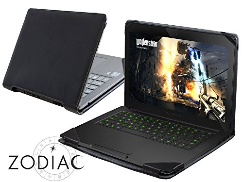 Navitech Black Real Leather Folio Case Cover Sleeve For The Razer Blade 14