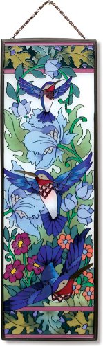 Joan Baker Designs AP221 Hummingbird Tapestry Glass Art Panel, 5 by 16-Inch