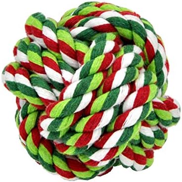 WoofMeow Multicolor 3" Monkey Fist Ball Dog Toy Small Gree&White&Red