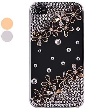 NaT Vintage Zircon Acrylic Flower Pattern Hard Case for iPhone 4/4S(Assorted Colors) , Black