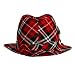 51PBjbGTpKL. AA75  SKULL W/BOW ON RED PLAID FEDORA HAT