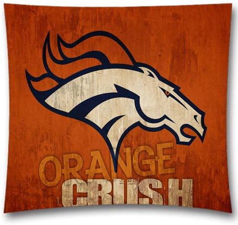 NFL Couch Pillows,Denver Broncos Orange Crush Cotton Linen Throw Pillows,Custom Pillows For NFL Sport Team Fans,Cover Size:18x18Inch(45x45CM),