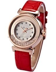 Best Watches For Women Crystal Bracelet New Lady Analog RED Leather