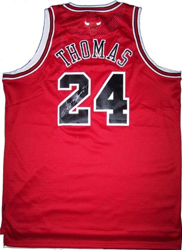 Tyrus Thomas Autographed/Hand Signed Red Swingman Chicago Bulls Basketball Jersey