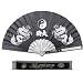 Metal Frame Kung Fu Fighting Fan - Yin Yang Dragons - (Black)