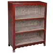 Handmade Oriental Furniture - 46" Antique Style Red Leather Mandarin Lined Bookcase