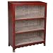 Handmade Oriental Furniture - 46" Antique Style Red Leather Mandarin Lined Bookcase