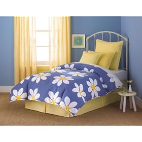 10 pc Full Size Bedding Bed in a Bag Set - Southern Textiles Daisy Blue Cozy Kids Premium Pack