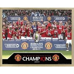 Fu�ball Mini-Poster und Holz-Rahmen - Manchester United, Premier League Champions 10/11 (50 x 40cm)