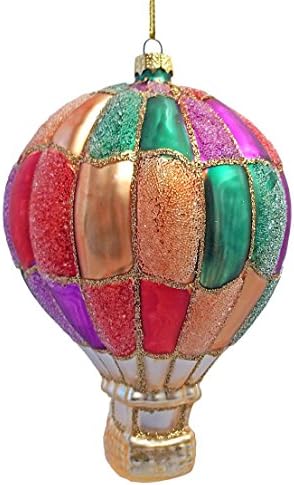 Glittery Multicolor Hot Air Balloon Christmas Ornament