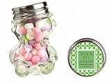 Baby Keepsake: Green Grass Circles Spring Theme Personalized Teddy Bear Glass Candy J (Set of 24)