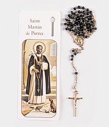 Bookmark Rosary - Saint Martin De Porres - Bookmark and Full 14" Rosary - Exclusively from Milano, Italy