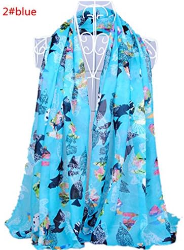 Chen Han Women Fish Patterns Soft Shawl Wrap Scarf (2#blue)