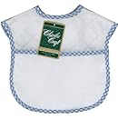 DMC BB4992-4610 Polyester/Cotton 9-Inch Quilted Baby Bib, Blue/White