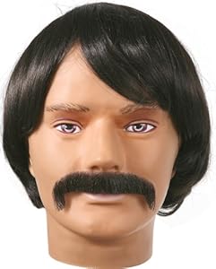 Sonny Bono Wig and Mustache Adult Costume Black One Size