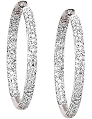 18K White Gold Diamond Hoop Earrings - 1.50 Ct. -- LIFETIME WARRANTY