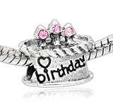Watch&Jewellery Online Shop Ranking 189. Believe Beads 1 x Silver Plated Birthday Cake with Pink Stones Charm Bead will fit Pandora/Troll/Chamilia Style Charm Bracelet