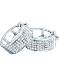 10K White Gold 0.25CT White Diamond Fashion Huggies Earrings