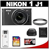 Nikon 1 J1 10.1 MP Digital Camera Body with 10-30mm VR Lens (Black) with 16 ....
