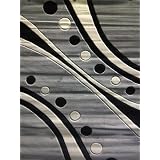 Contemporary Area Rug, Geo M130, ~ 5x8 Feet, Gray by 