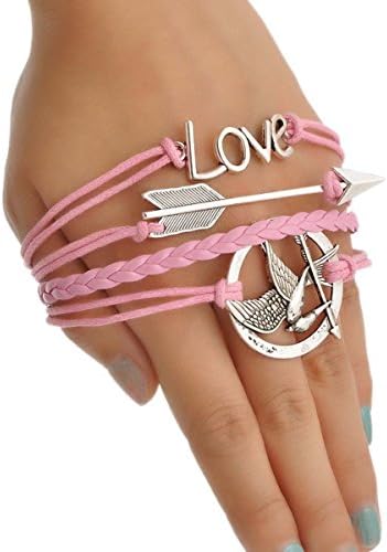 Terrific 1 Fashion Handmade Infinity Hunger Game Arrow Friendship Bracelet Pink 19.5cm