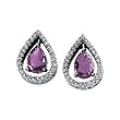 14K White Gold Amethyst and Diamond Earrings