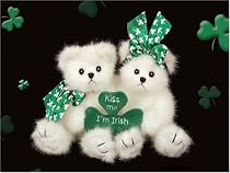 "When Irish Eyes Are Smiling" Lucky Lad and Lass Bearington Pair of 8" St. Patricks Day Stuffed Animal with Shamrock
