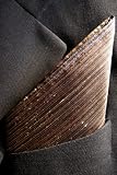 Brown Pinstripes Silk Pocket Square, 100% Silk Dupioni - by Royal Silk