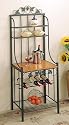 Hunter Green Metal Oak Finish Wood Kitchen Baker's Rack Shelf