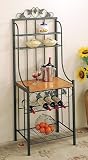 Hunter Green Metal Oak Finish Wood Kitchen Baker's Rack Shelf