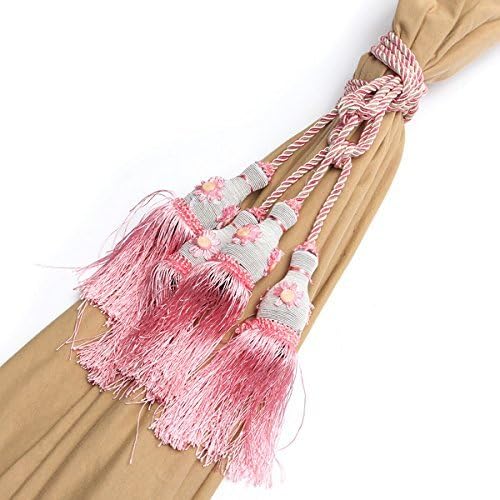 Window Dressings Beautiful Draperies Curtains A Pair Applique Tassels Curtain Tieback Double Ball Curtain Cord Home Decor Home Textiles Window Treatments Pink