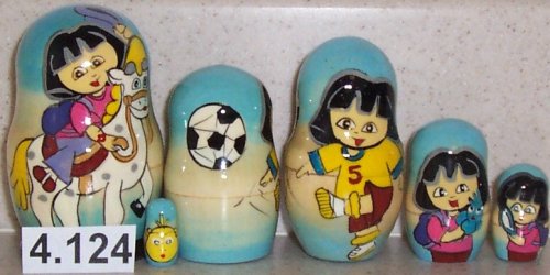 Childrens Toyshop  Toys : Dora Explorer Russian Nesting Nested Stacking Doll. 5 Pieces / 4 in Tall #4.124