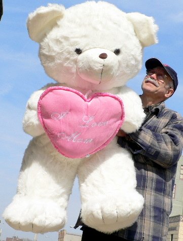 51PCJR6DqiL GIANT 48 WHITE TEDDY BEAR Holding I LOVE MOM HEART! Great for MOTHERS DAY GIFT or ANY DAY!   COLOR: WHITE