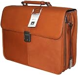 Mancini Colombian Coganc Brown Leather Classic Briefcase Laptop