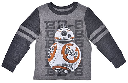 Star Wars Toddler Boys T-Shirt BB8 Droid Athletic Stripe Long Sleeve Jersey
