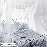White 4 Corner Bed Canopy Mosquito Net Queen King