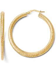 14k Yellow gold Leslies Laser cut Finish Tappered Hoop Earrings