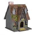 THATCH ROOF WOOD COTTAGE CHIMNEY BIRDHOUSE BIRD HOUSE