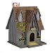 THATCH ROOF WOOD COTTAGE CHIMNEY BIRDHOUSE BIRD HOUSE